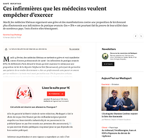 Ces infirmières que les médecins veulent empêcher d’exercer