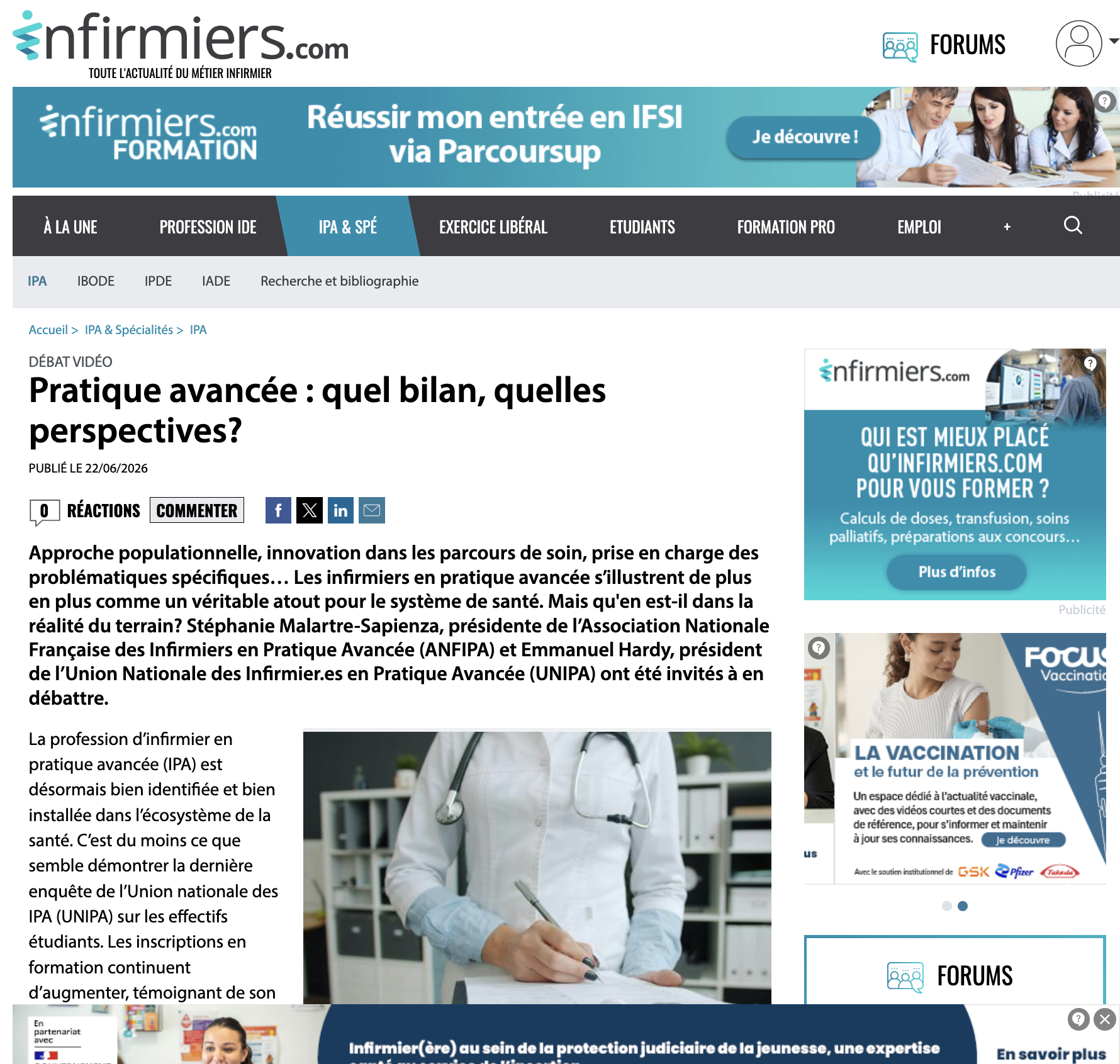 Pratique avancée : quel bilan, quelles perspectives?